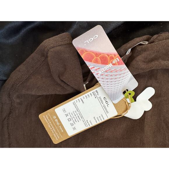 NWT OGL Modern Side Ruched Boatneck Brami Long Sleeve Top Espresso Size Large - Picture 7 of 7